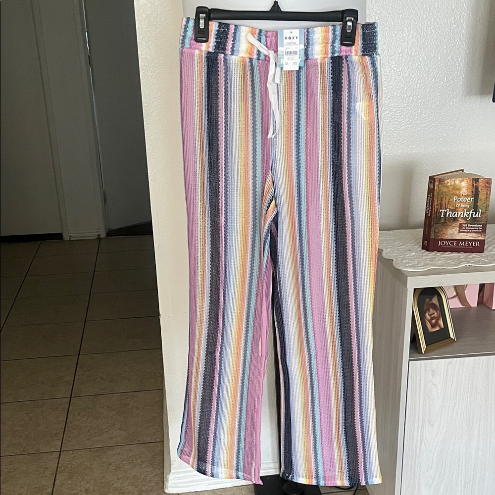 Roxy Pastel Rainbow Striped Knit Pants
